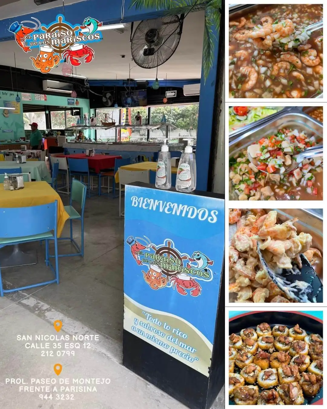 restaurante con buffet de mariscos en merida el paraiso de los mariscos