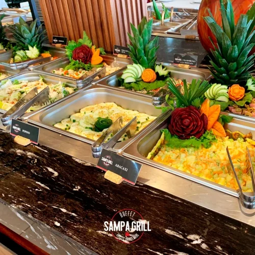 barra de comida del restaurante sampa grill