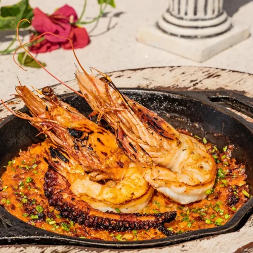 Arroz con mariscos en un restaurante de tulum