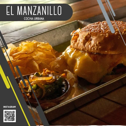 Hamburguesa de queso con papas fritas en el restaurante el manzanillo en pachuca