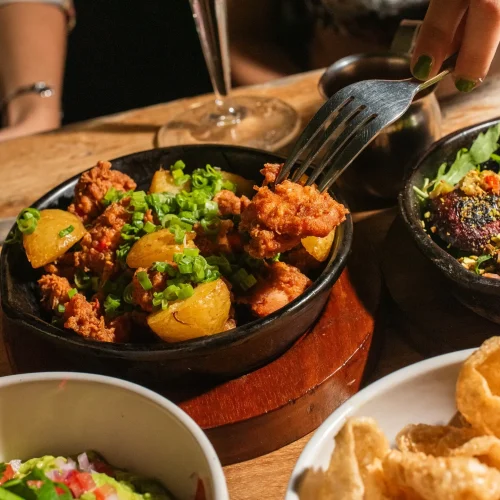 Comida en el restaurante catrin en el centro histórico