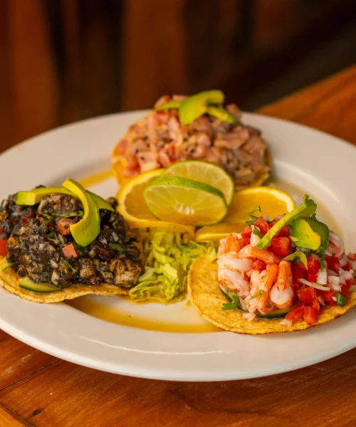 tacos de mariscos en la casa de la mantarraya cancun