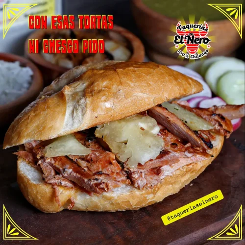 torta de carne al pastor en el restaurante el ñero playa